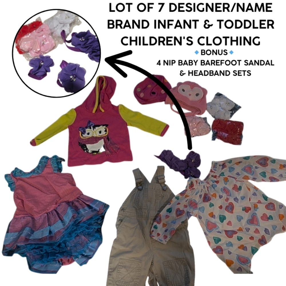 LOT OF 7+ DESIGNER/NAME BRAND CHILDREN'S CLOTHING W/ BONUS ACCESSORIES